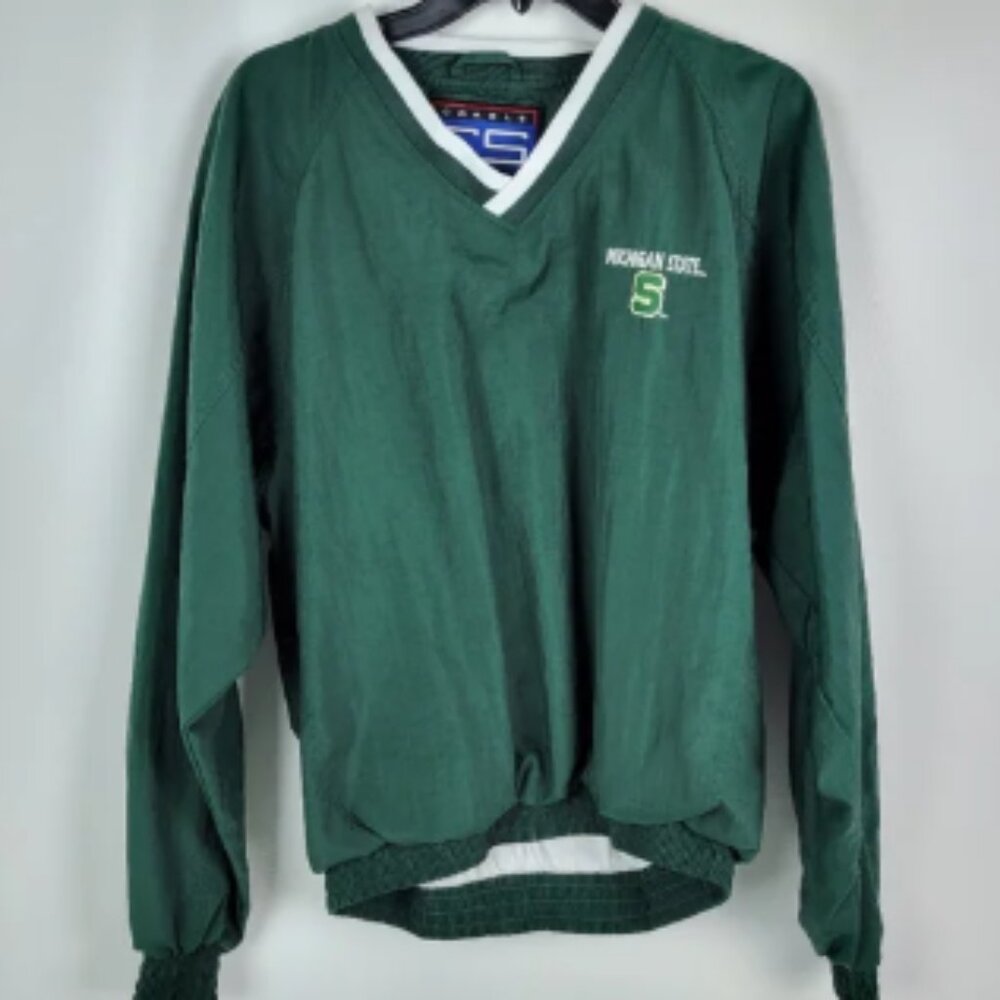 Michigan State Vintage Windbreaker Pullover Jacket Like New Sz Medium
